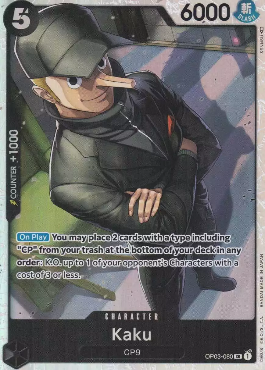 op03-080-kaku-super-rare-pillars-of-strength-op-03 Kaku OP03-080 ist in Super Rare. Die One Piece Karte ist aus Pillars of Strength OP-03 in Normal Art.