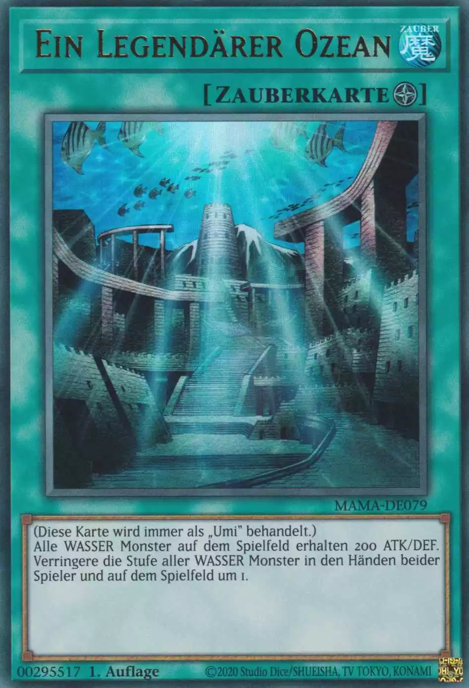 Ein Legendärer Ozean MAMA-DE079 ist in Ultra Rare Yu-Gi-Oh Karte aus Magnificent Mavens 1.Auflage