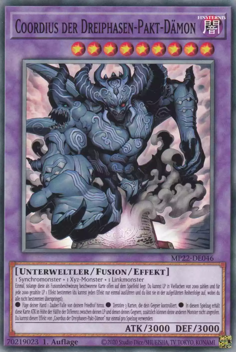 Coordius der Dreiphasen-Pakt-Dämon MP22-DE046 ist in Common Yu-Gi-Oh Karte aus Tin of the Pharaoh’s Gods 1.Auflage