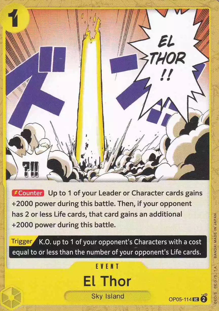 El Thor OP05-114 ist in Uncommon. Die One Piece Karte ist aus Awakening of the New Era in Normal Art.