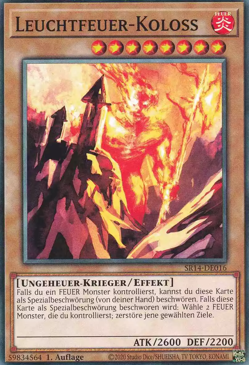 Leuchtfeuer-Koloss SR14-DE016 ist in Common Yu-Gi-Oh Karte aus Fire Kings 1.Auflage