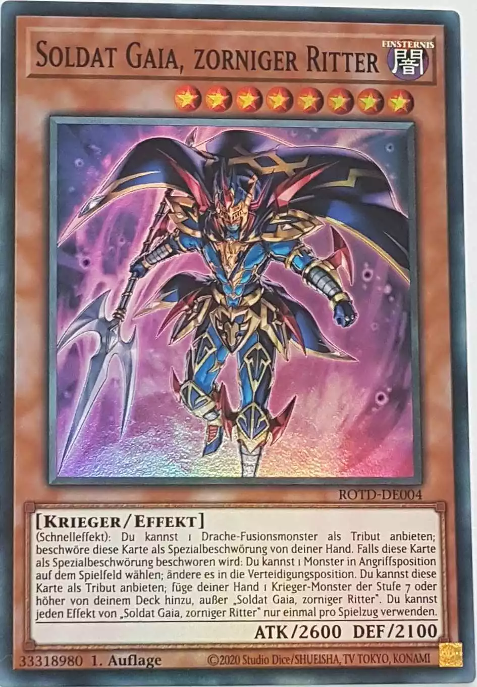 Soldat Gaia, zorniger Ritter ROTD-DE004 ist in Super Rare Yu-Gi-Oh Karte aus Rise of the Duelist 1.Auflage