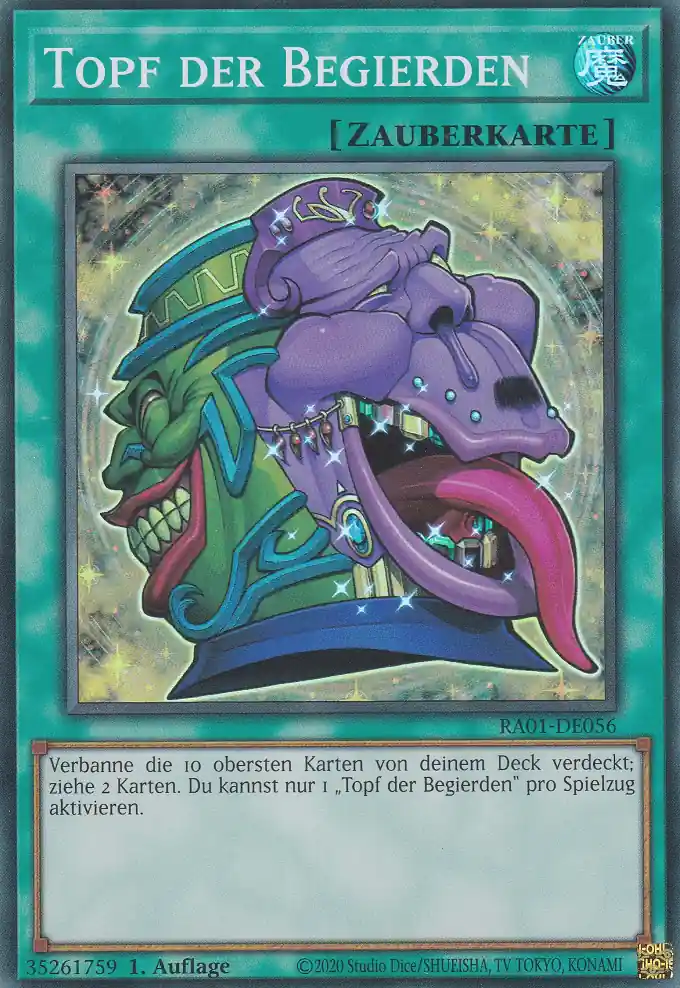 Topf der Begierden RA01-DE056 ist in Super Rare Yu-Gi-Oh Karte aus 25th Anniversary Rarity Collection 1.Auflage