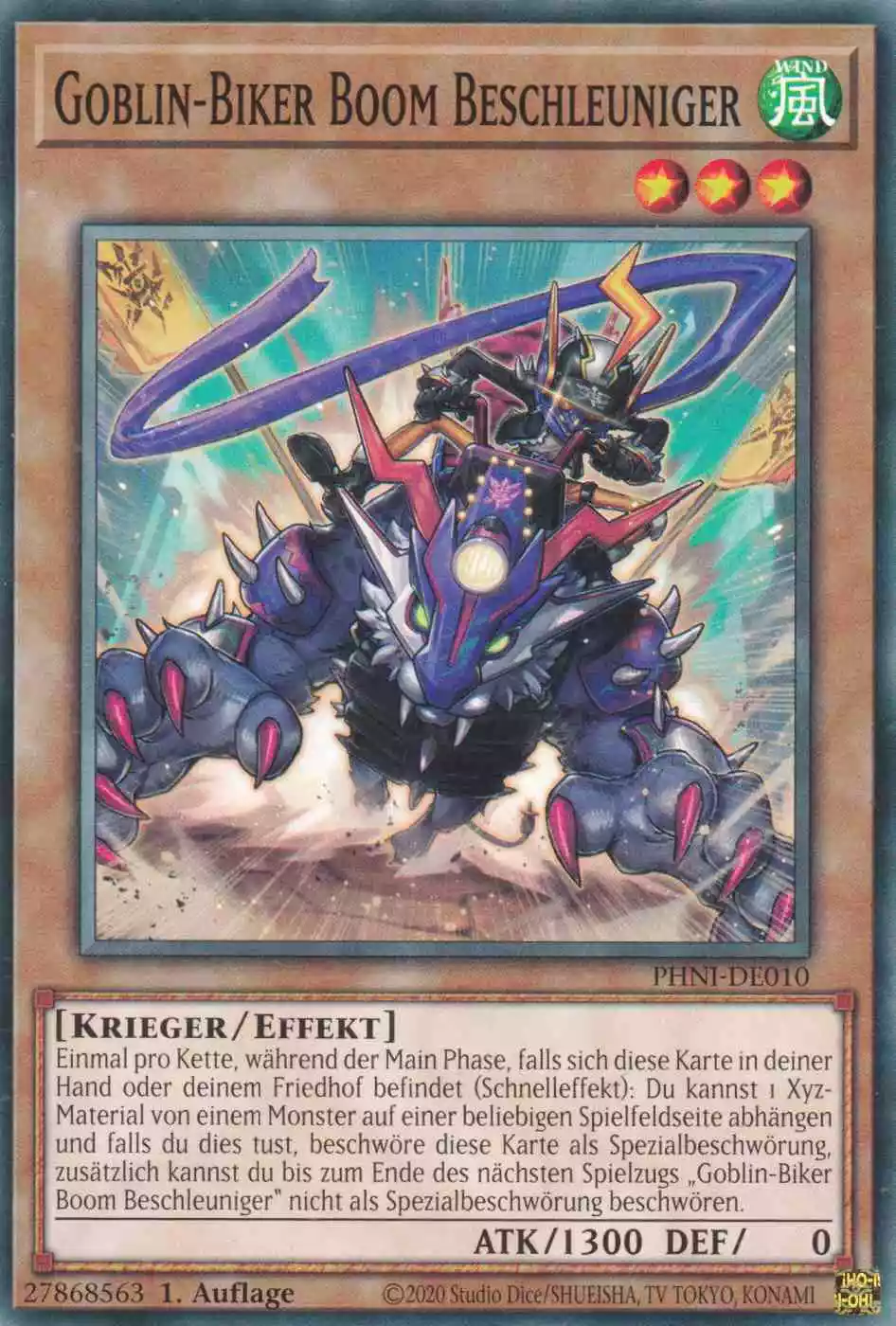 Goblin-Biker Boom Beschleuniger PHNI-DE010 ist in Common Yu-Gi-Oh Karte aus Phantom Nightmare 1.Auflage