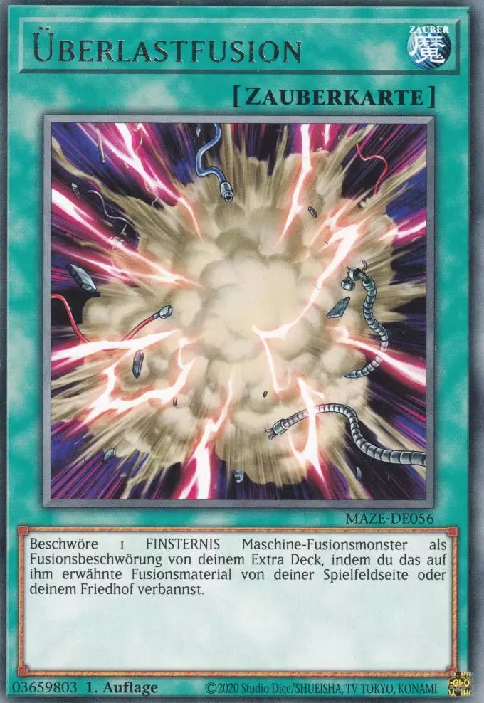 Überlastfusion MAZE-DE056 ist in Rare Yu-Gi-Oh Karte aus Maze of Memories 1.Auflage