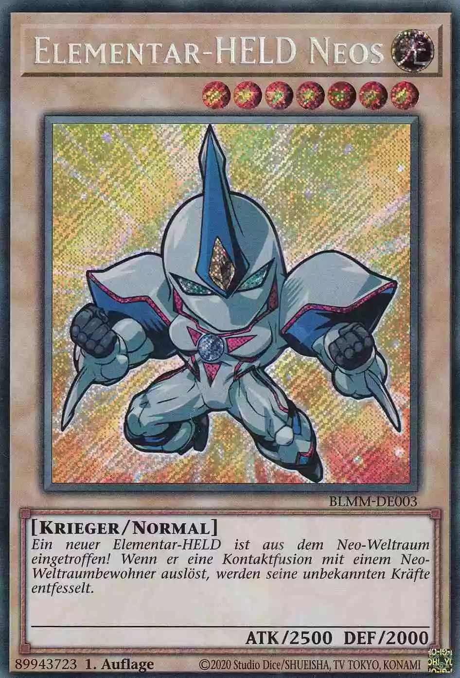 Elementar-HELD Neos Secret Rare BLMM-DE003 Yugioh Karte Elementar-HELD Neos BLMM-DE003 ist in Secret Rare Yu-Gi-Oh Karte aus Battles of Legend Monster Mayhem 1.Auflage