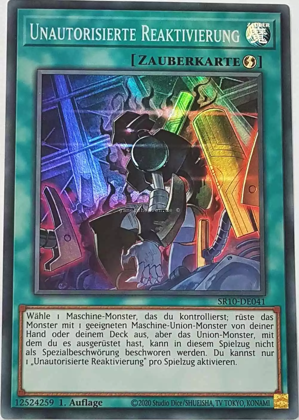 Unautorisierte Reaktivierung SR10-DE041 ist in Super Rare Yu-Gi-Oh Karte aus Structure Deck: Mechanized Madness 1.Auflage