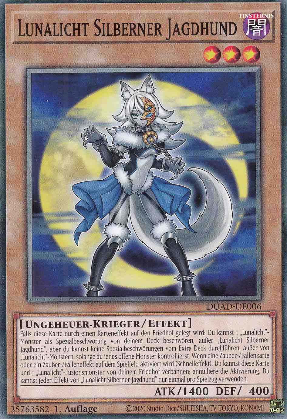 Lunalicht Silberner Jagdhund DUAD-DE006 ist in Common Yu-Gi-Oh Karte aus Duelist’s Advance 1.Auflage