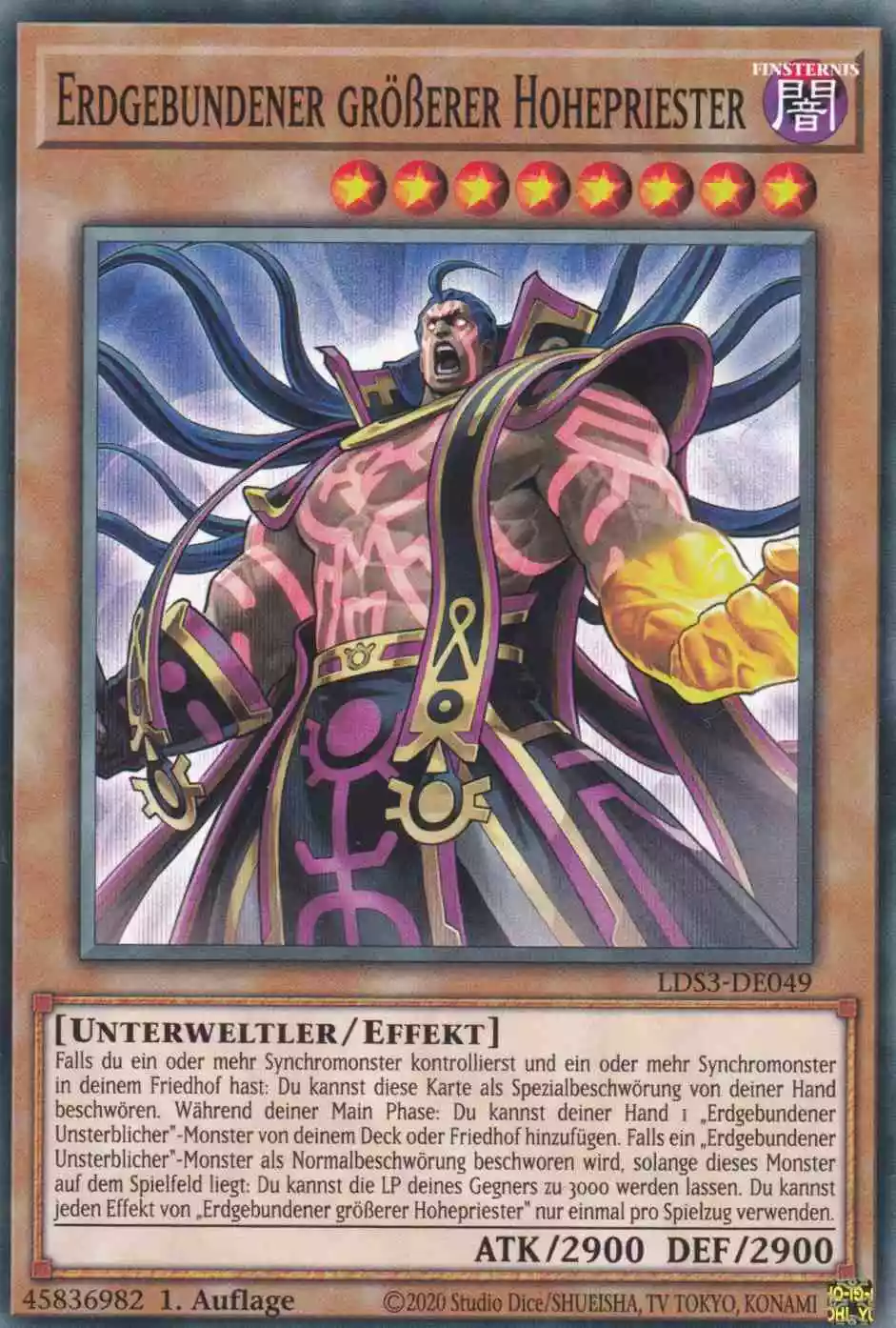 Erdgebundener größerer Hohepriester LDS3-DE049 ist in Common Yu-Gi-Oh Karte aus Legendary Duelists Season 3 1.Auflage