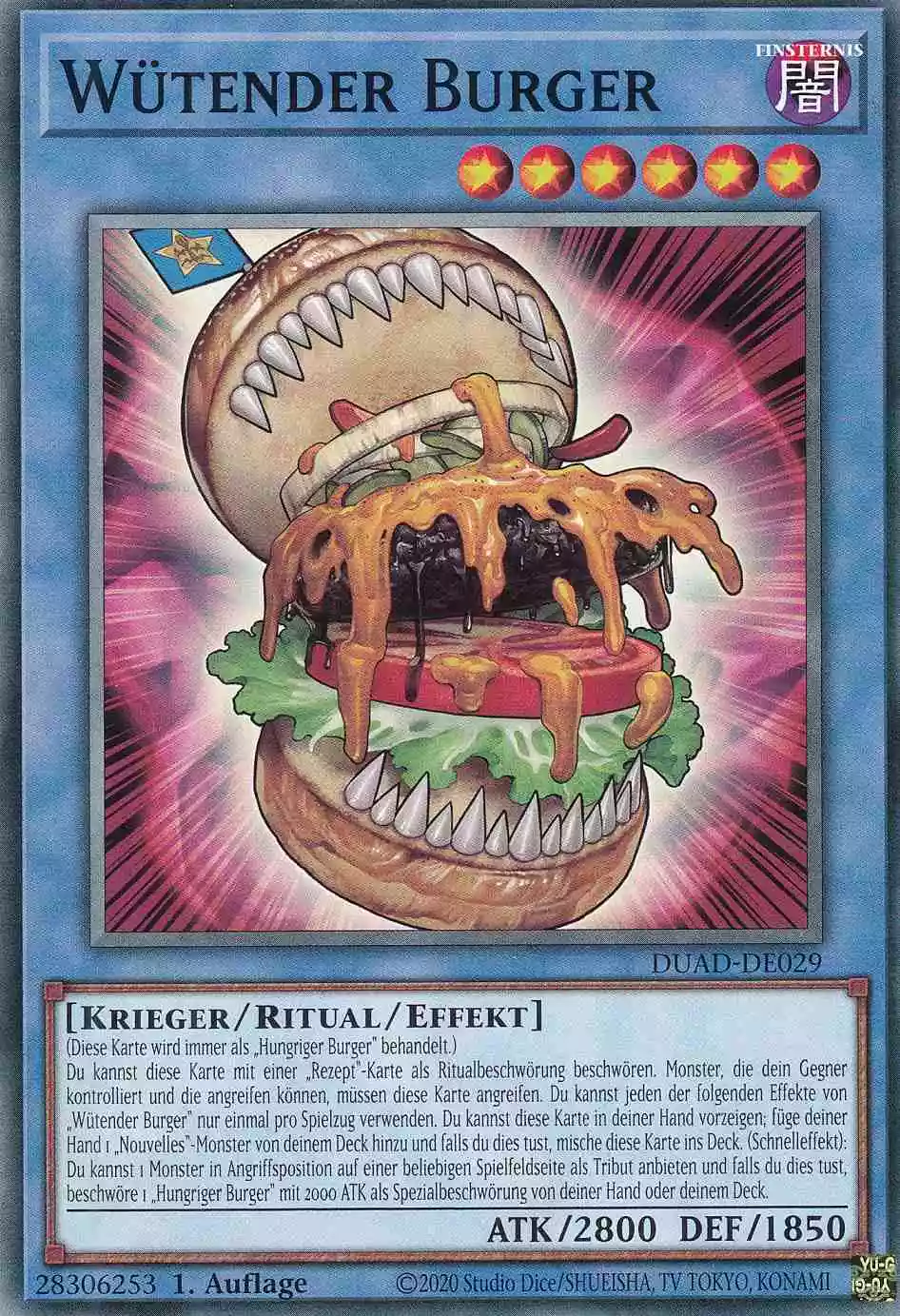 Wütender Burger DUAD-DE029 ist in Common Yu-Gi-Oh Karte aus Duelist’s Advance 1.Auflage