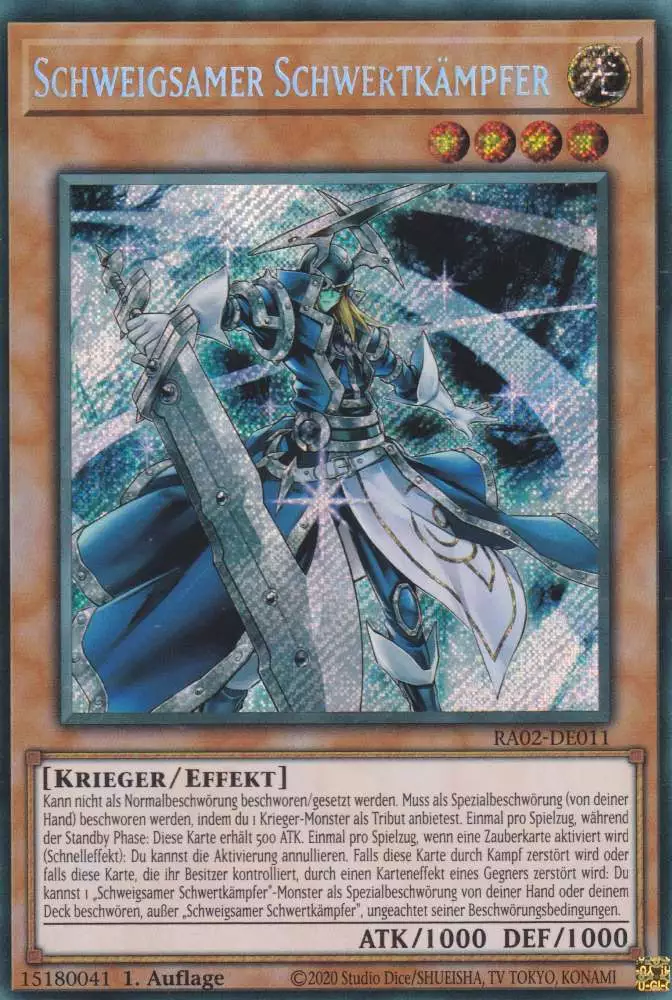 Schweigsamer Schwertkämpfer RA02-DE011 ist in Secret Rare Yu-Gi-Oh Karte aus 25th Anniversary Rarity Collection 2 1.Auflage