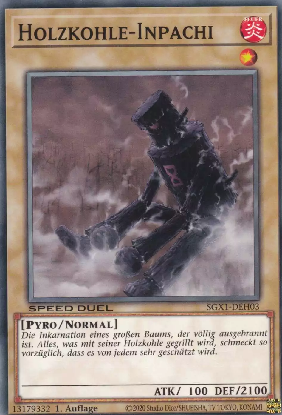 Holzkohle-Inpachi SGX1-DEH03 ist in Common Yu-Gi-Oh Karte aus Speed Duel GX Duel Academy Box 1.Auflage