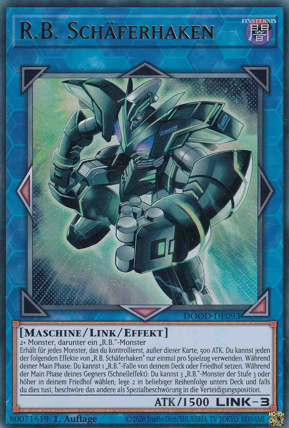 R.B. Schäferhaken DOOD-DE093 ist in Ultra Rare Yu-Gi-Oh Karte aus Doom of Dimensions 1.Auflage