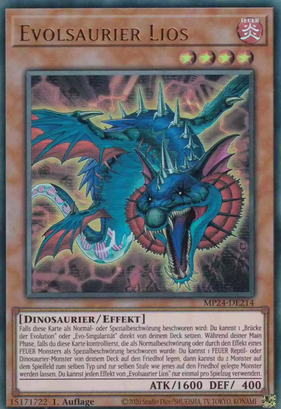 Evolsaurier Lios MP24-DE214 ist in Ultra Rare Yu-Gi-Oh Karte aus 25th Anniversary Tin Dueling Mirrors 1.Auflage