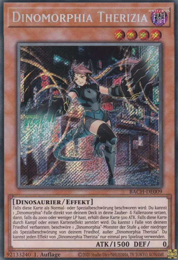 Dinomorphia Therizia BACH-DE009 ist in Secret Rare Yu-Gi-Oh Karte aus Battle of Chaos 1.Auflage