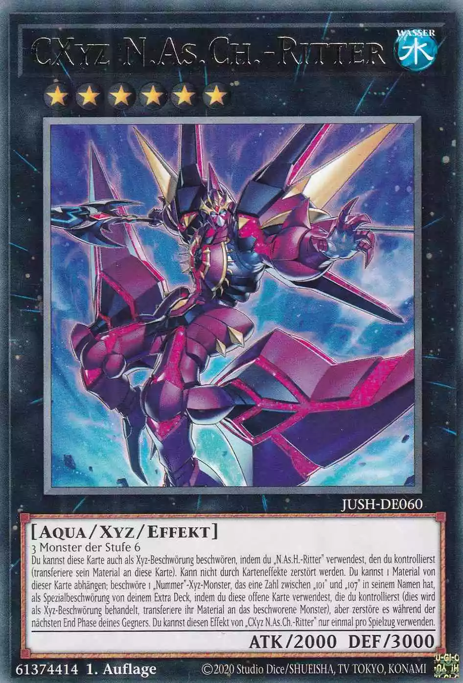 CXyz N.As.Ch.-Ritter JUSH-DE060 ist in Rare Yu-Gi-Oh Karte aus Justice Hunters 1.Auflage