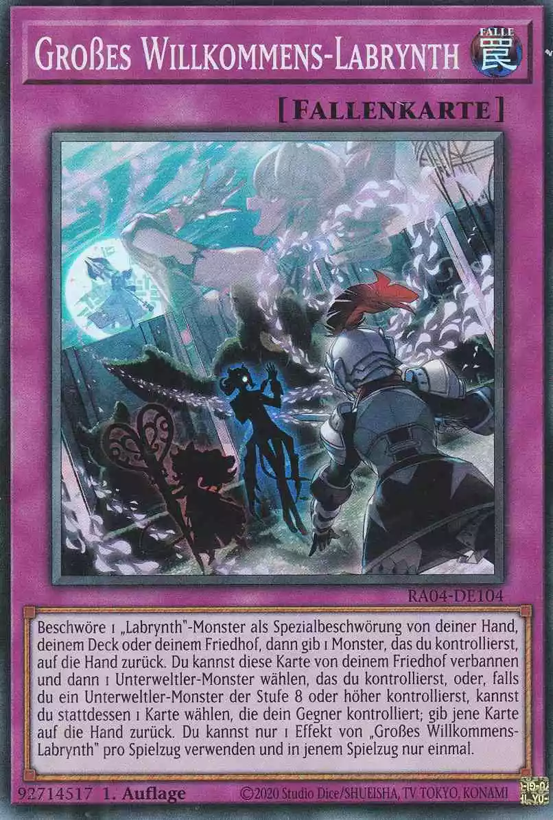 Großes Willkommens-Labrynth Super Rare RA04-DE104 Yugioh Karte Großes Willkommens-Labrynth RA04-DE104 ist in Super Rare Yu-Gi-Oh Karte aus Quarter Century Stampede 1.Auflage