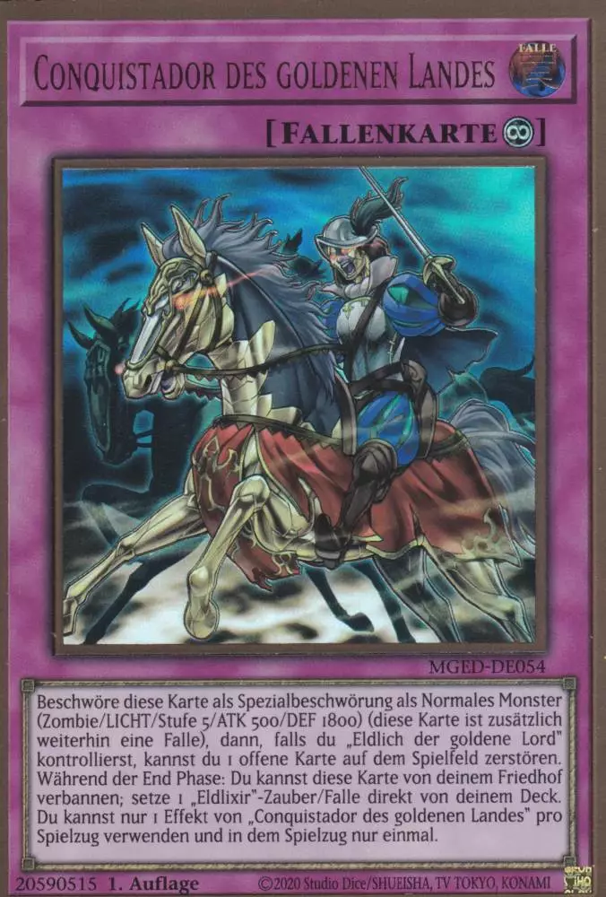 Conquistador des goldenen Landes MGED-DE054 ist in Premium Gold Rare Yu-Gi-Oh Karte aus Maximum Gold El Dorado 1.Auflage