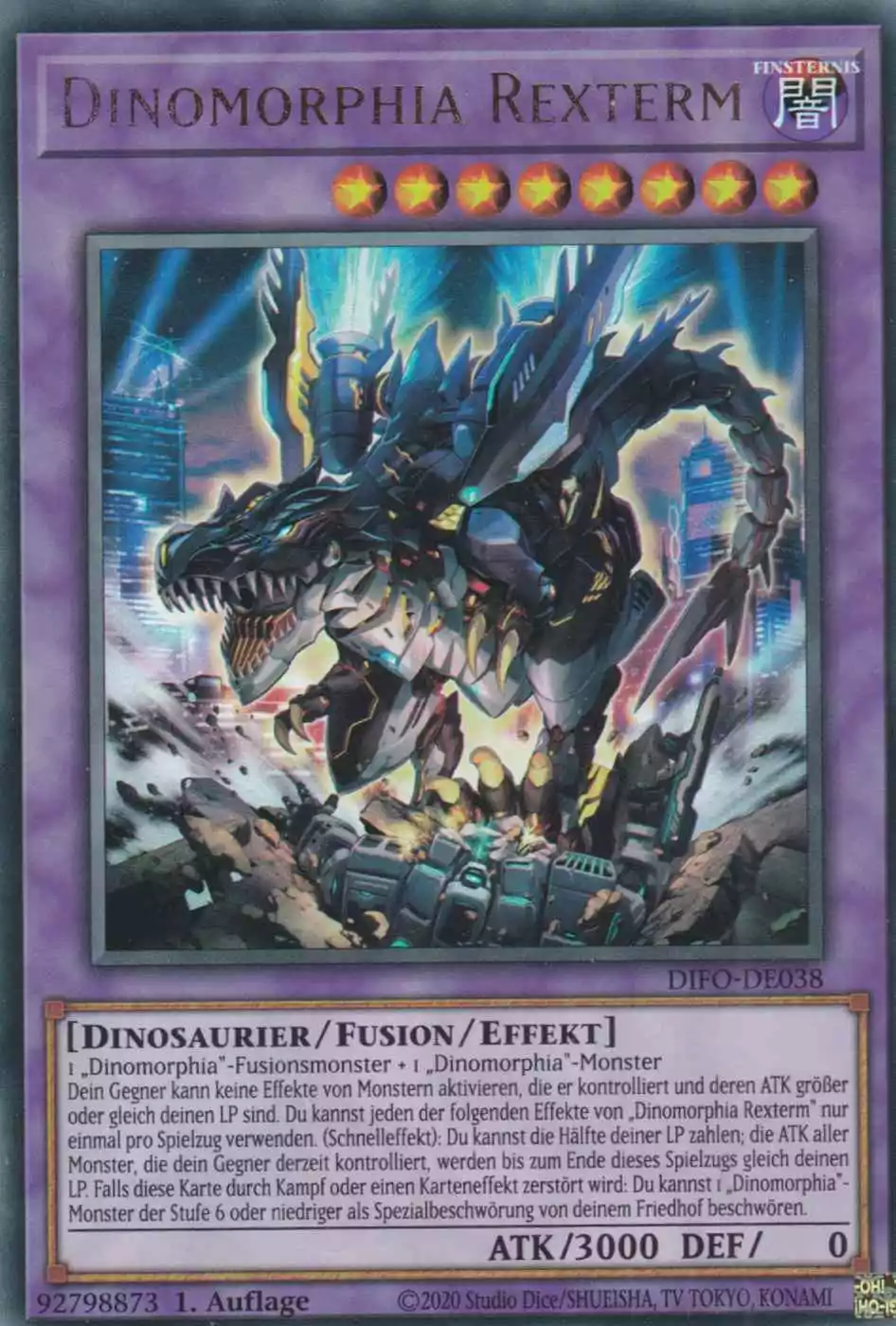 Dinomorphia Rexterm DIFO-DE038 ist in Ultra Rare Yu-Gi-Oh Karte aus Dimension Force 1.Auflage