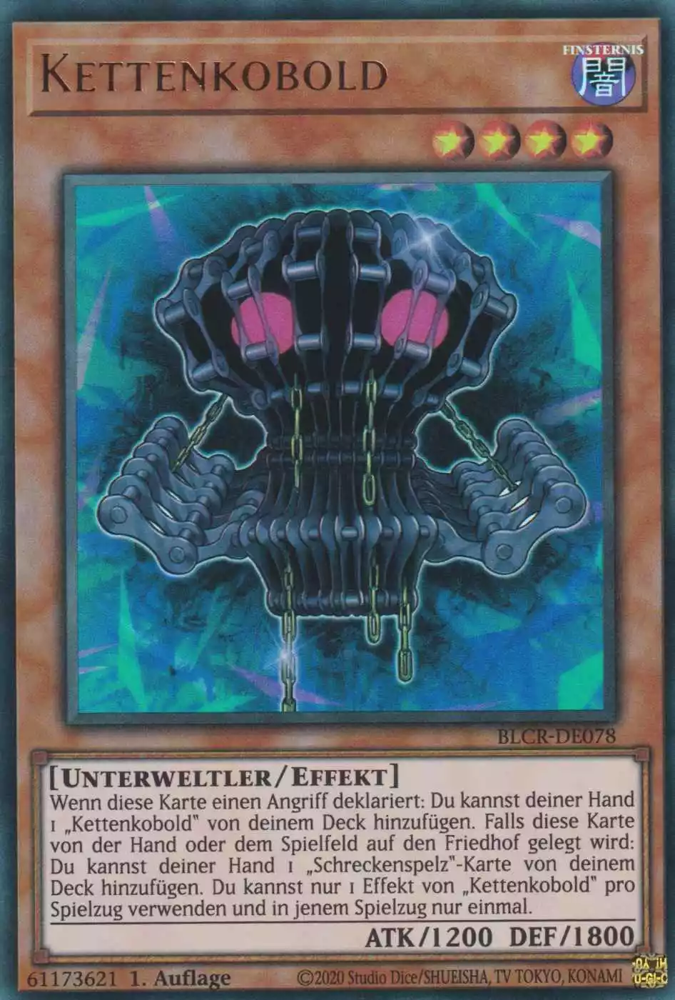 Kettenkobold BLCR-DE078 ist in Ultra Rare Yu-Gi-Oh Karte aus Battles of Legend Crystal Revenge 1.Auflage