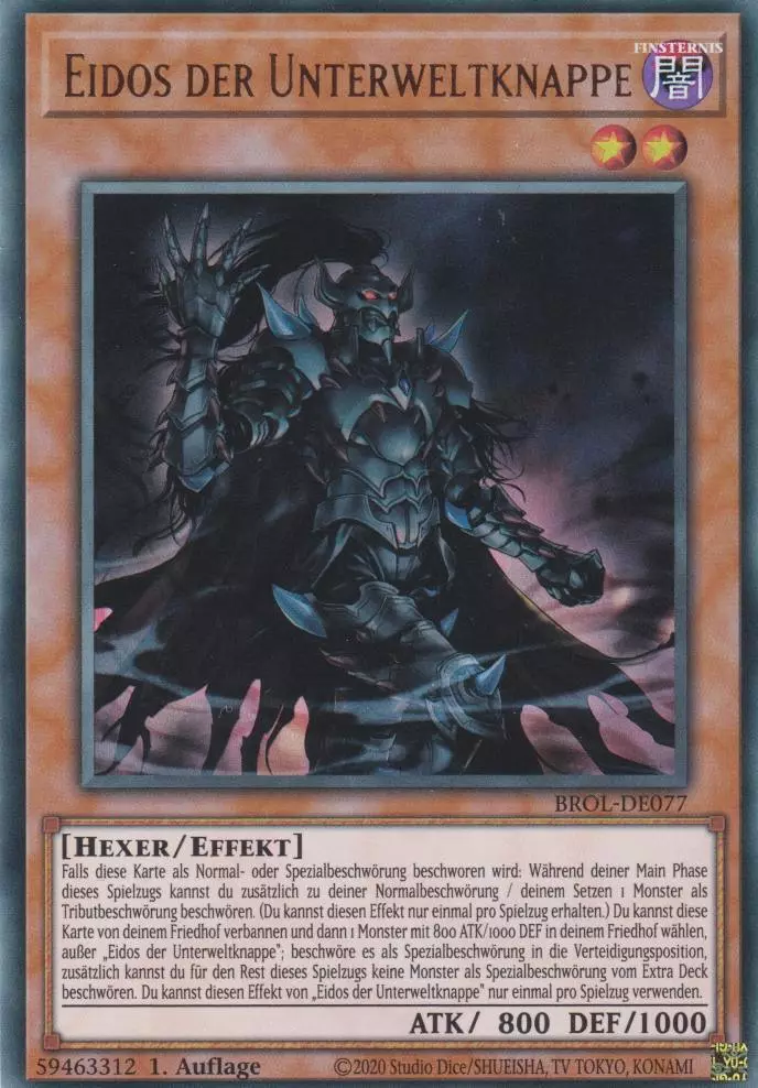 Eidos der Unterweltknappe BROL-DE077 ist in Ultra Rare Yu-Gi-Oh Karte aus Brothers of Legend 1.Auflage