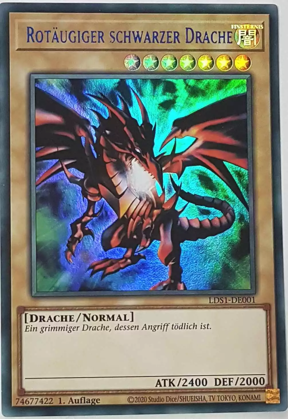 Rotäugiger schwarzer Drache (blau) LDS1-DE001 ist in Colorful Ultra Rare Yu-Gi-Oh Karte aus Legendary Duelists: Season 1 1.Auflage