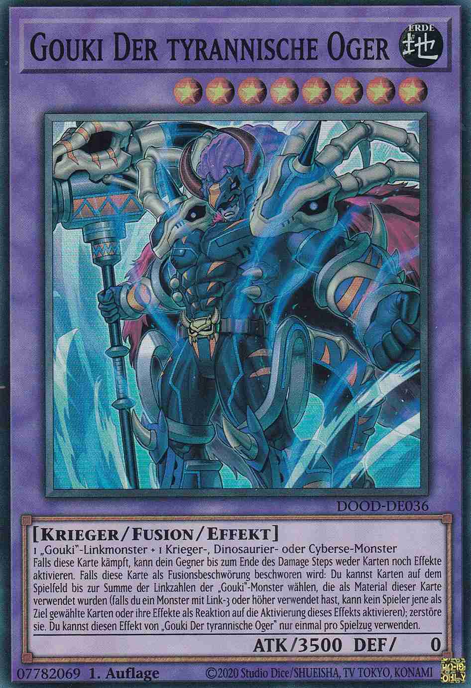 Gouki Der tyrannische Oger DOOD-DE036 ist in Super Rare Yu-Gi-Oh Karte aus Doom of Dimensions 1.Auflage
