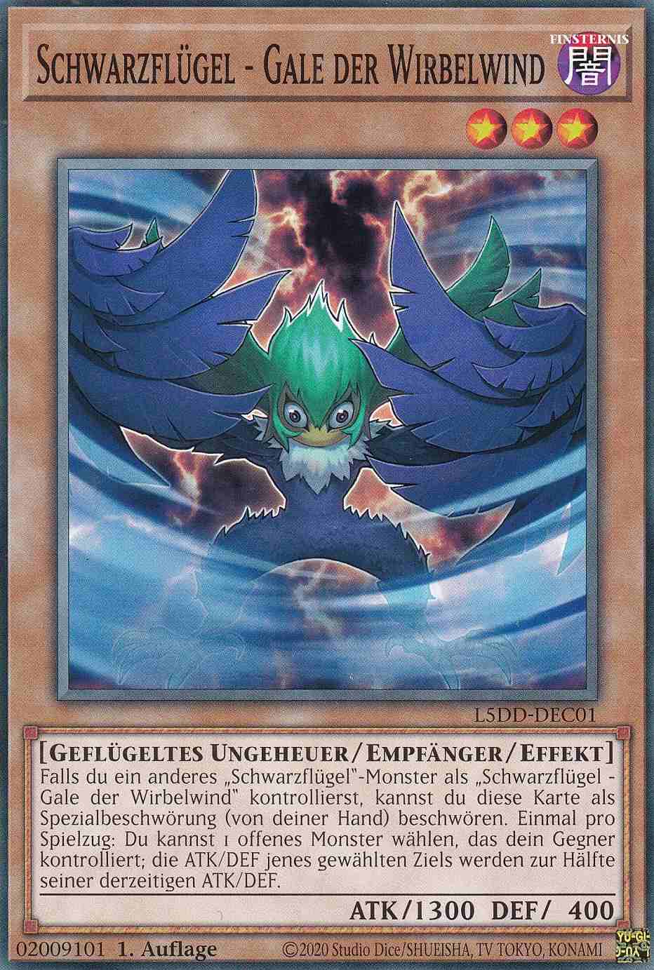 Schwarzflügel - Gale der Wirbelwind Common L5DD-DEC01 Yugioh Karte Schwarzflügel - Gale der Wirbelwind L5DD-DEC01 ist in Common Yu-Gi-Oh Karte aus Legendary 5D’s Decks 1.Auflage