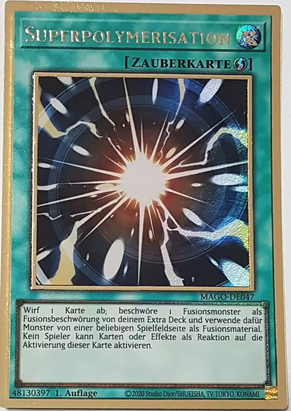 Superpolymerisation MAGO-DE047 ist in Premium Gold Rare Yu-Gi-Oh Karte aus Maximum Gold 1. Auflage