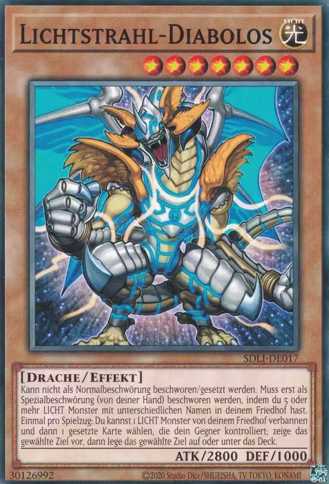 Lichtstrahl-Diabolos SDLI-DE017 ist in Common Yu-Gi-Oh Karte aus Realm Of Light unlimitiert