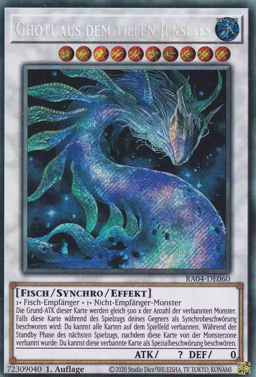 Ghoti aus dem tiefen Jenseits RA04-DE060 ist in Secret Rare Yu-Gi-Oh Karte aus Quarter Century Stampede 1.Auflage