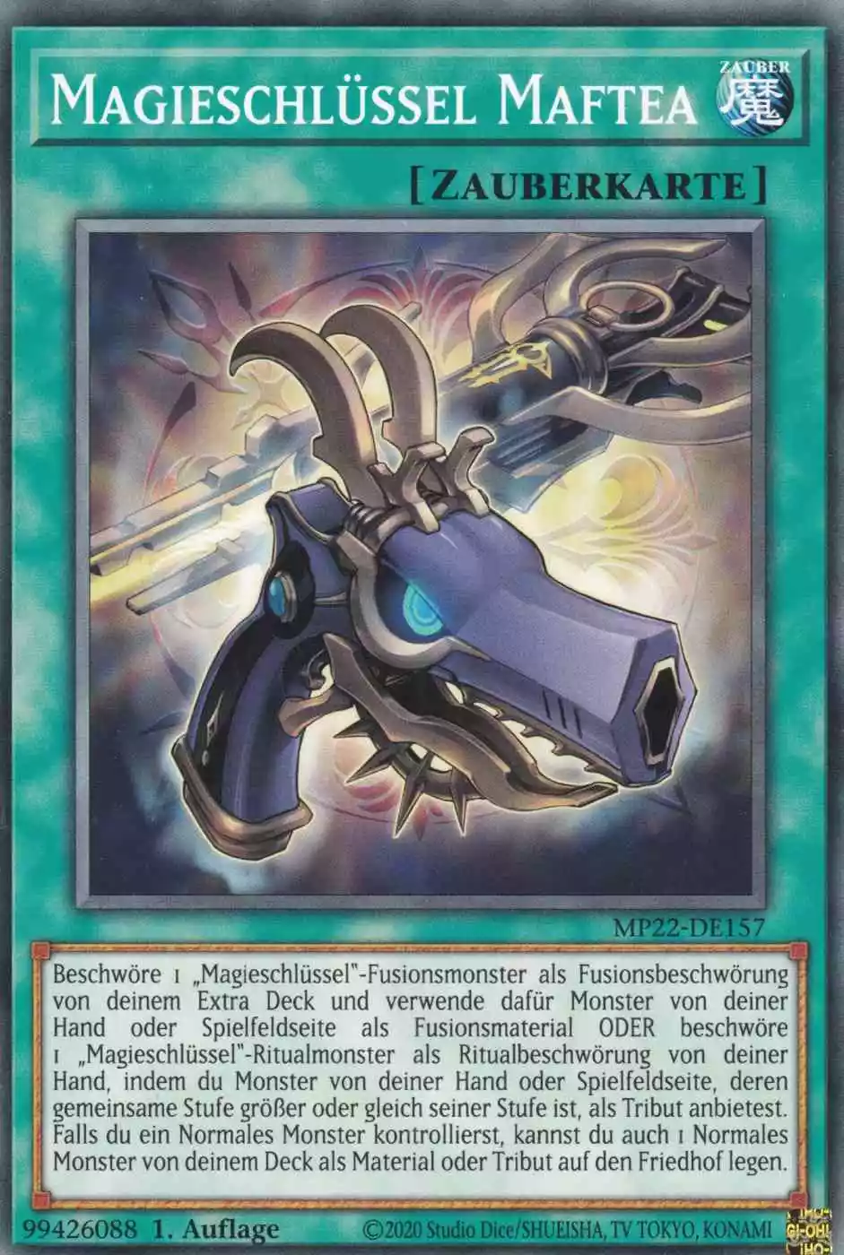 Magieschlüssel Maftea MP22-DE157 ist in Common Yu-Gi-Oh Karte aus Tin of the Pharaoh’s Gods 1.Auflage