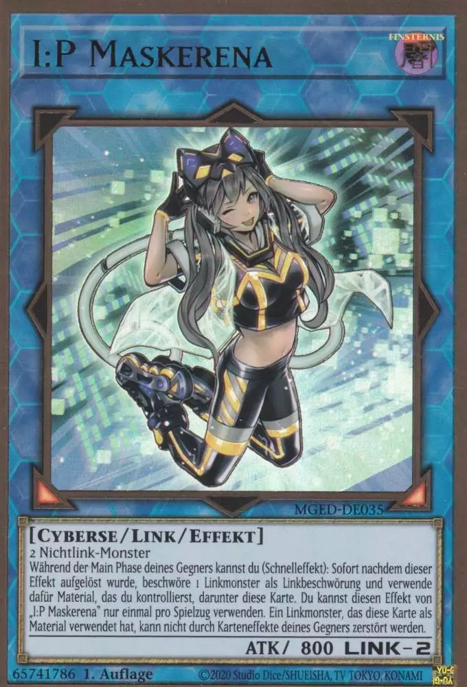 mged-de035-ip-maskerena-premium-gold-rare-maximum-gold-el-dorado I:P Maskerena MGED-DE035 ist in Premium Gold Rare Yu-Gi-Oh Karte aus Maximum Gold El Dorado 1.Auflage