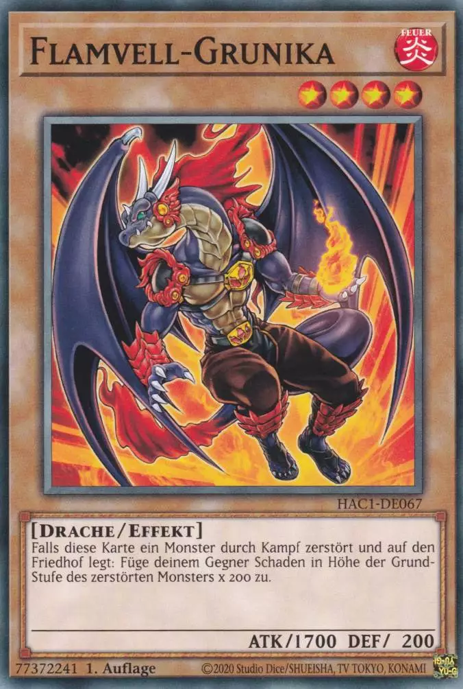 Flamvell-Grunika HAC1-DE067 ist in Common Yu-Gi-Oh Karte aus Hidden Arsenal Chapter 1 1.Auflage