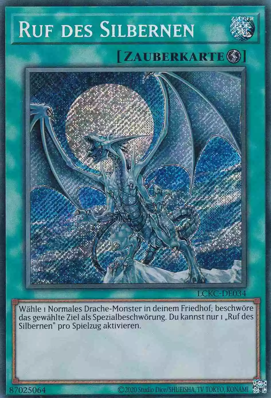 Ruf des Silbernen Secret Rare LCKC-DE034 Yugioh Karte Ruf des Silbernen LCKC-DE034 ist in Secret Rare Yu-Gi-Oh Karte aus Legendary Collection Kaiba unlimitiert