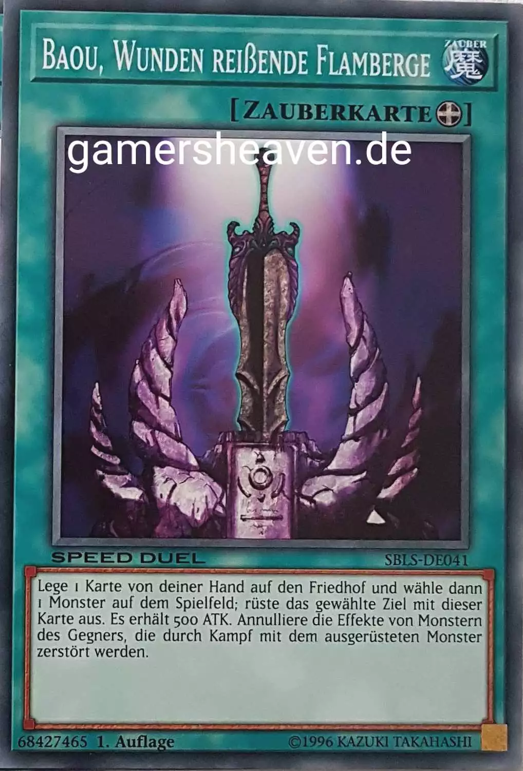 Baou, Wunden reißende Flamberge SBLS-DE041 ist in Common Yu-Gi-Oh Karte aus Speed Duel Arena of Lost Souls 1. Auflage