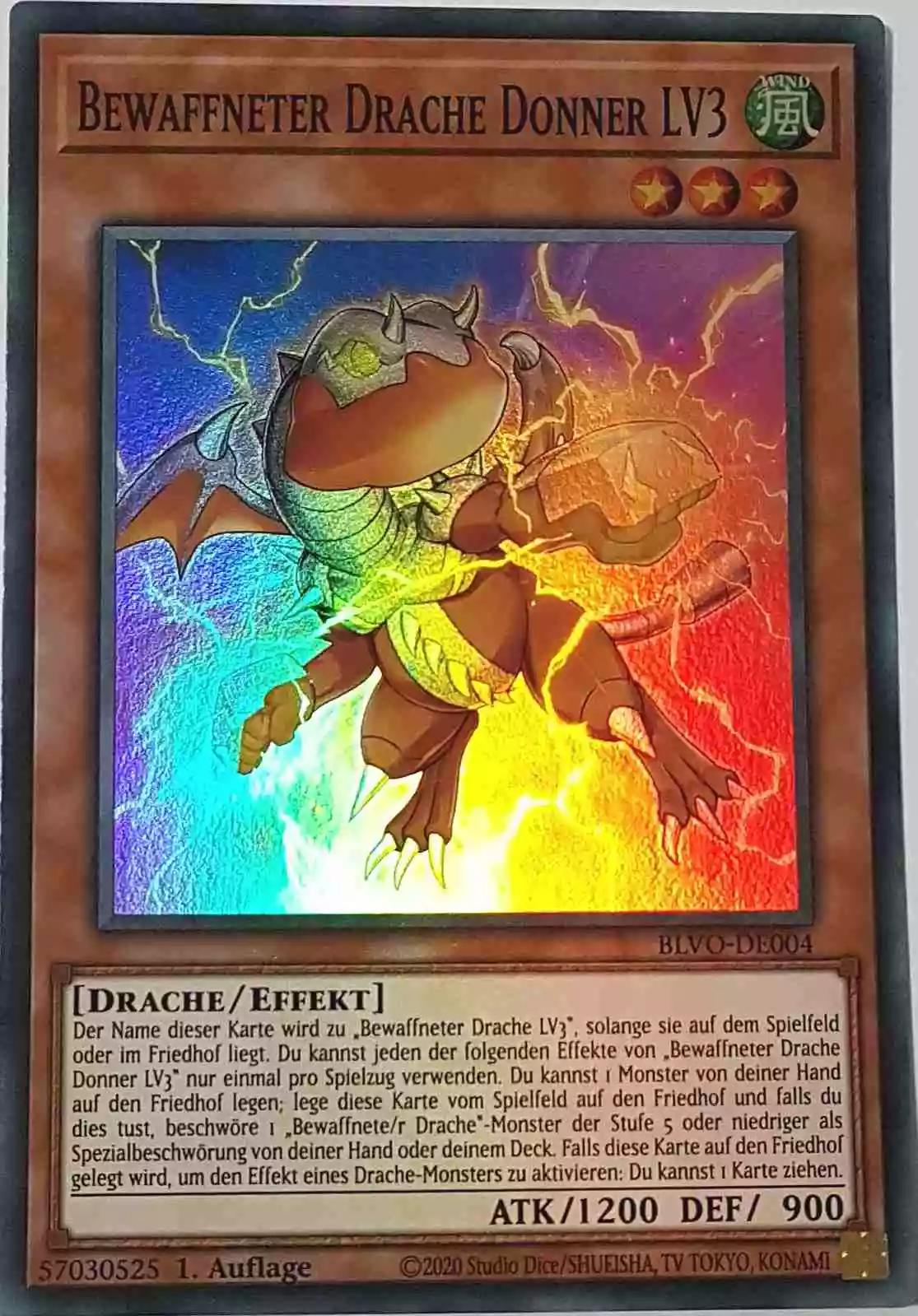 Bewaffneter Drache Donner LV3 BLVO-DE004 ist in Super Rare Yu-Gi-Oh Karte aus Blazing Vortex 1.Auflage