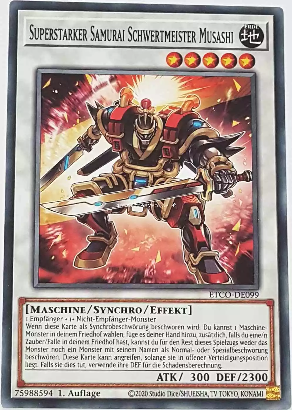 Superstarker Samurai Schwertmeister Musashi ETCO-DE099 ist in Common Yu-Gi-Oh Karte aus Eternity Code 1.Auflage