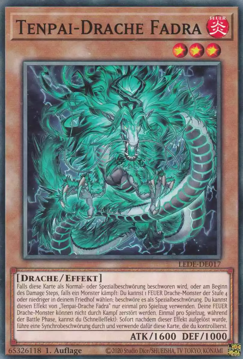 Tenpai-Drache Fadra LEDE-DE017 ist in Common Yu-Gi-Oh Karte aus Legacy Of Destruction 1.Auflage