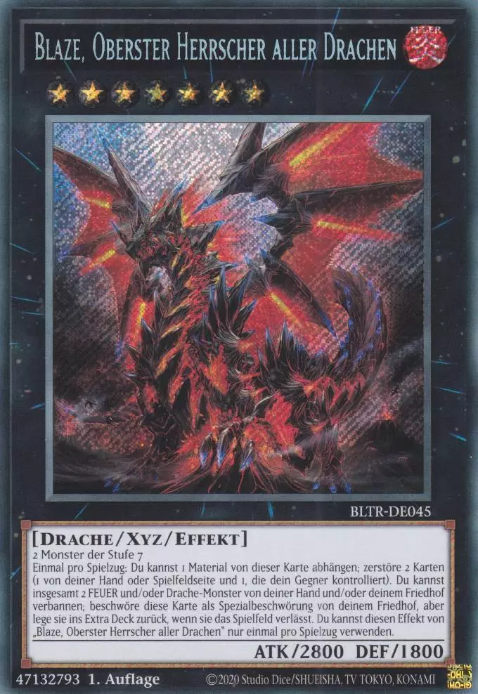 Blaze, Oberster Herrscher aller Drachen BLTR-DE045 ist in Secret Rare Yu-Gi-Oh Karte aus Battles of Legend Terminal Revenge 1.Auflage