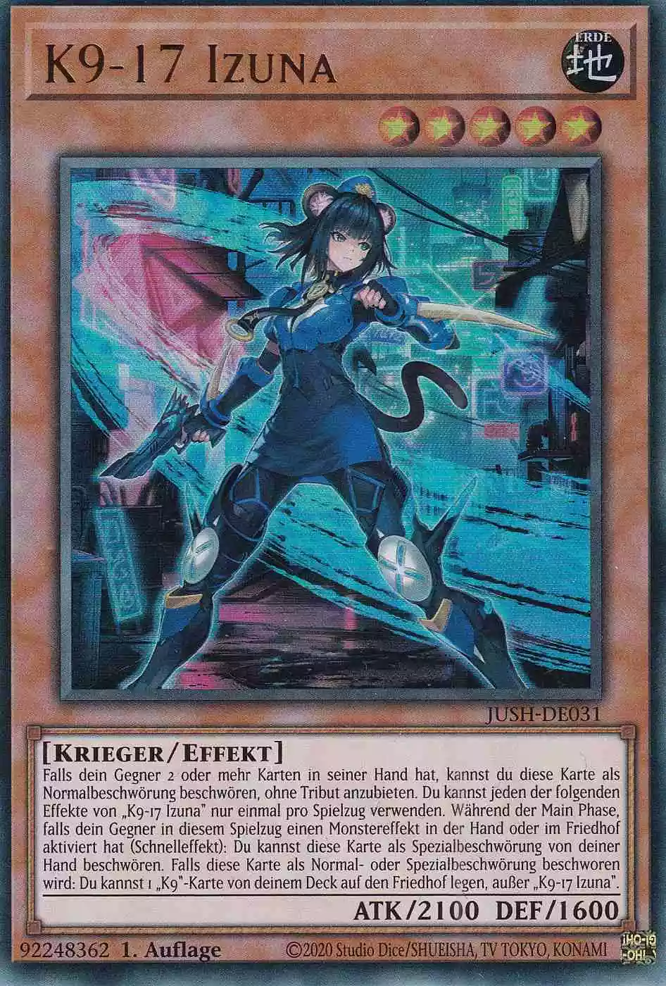 K9-17 Izuna Ultra Rare JUSH-DE031 Yugioh Karte K9-17 Izuna JUSH-DE031 ist in Ultra Rare Yu-Gi-Oh Karte aus Justice Hunters 1.Auflage
