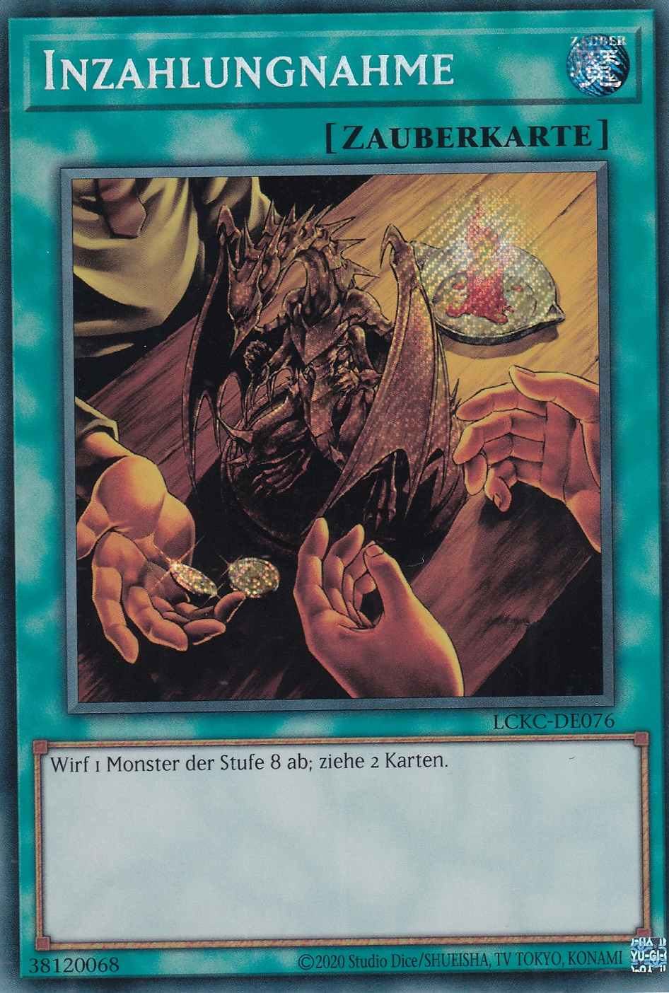 Inzahlungnahme Secret Rare LCKC-DE076 Yugioh Karte Inzahlungnahme LCKC-DE076 ist in Secret Rare Yu-Gi-Oh Karte aus Legendary Collection Kaiba unlimitiert