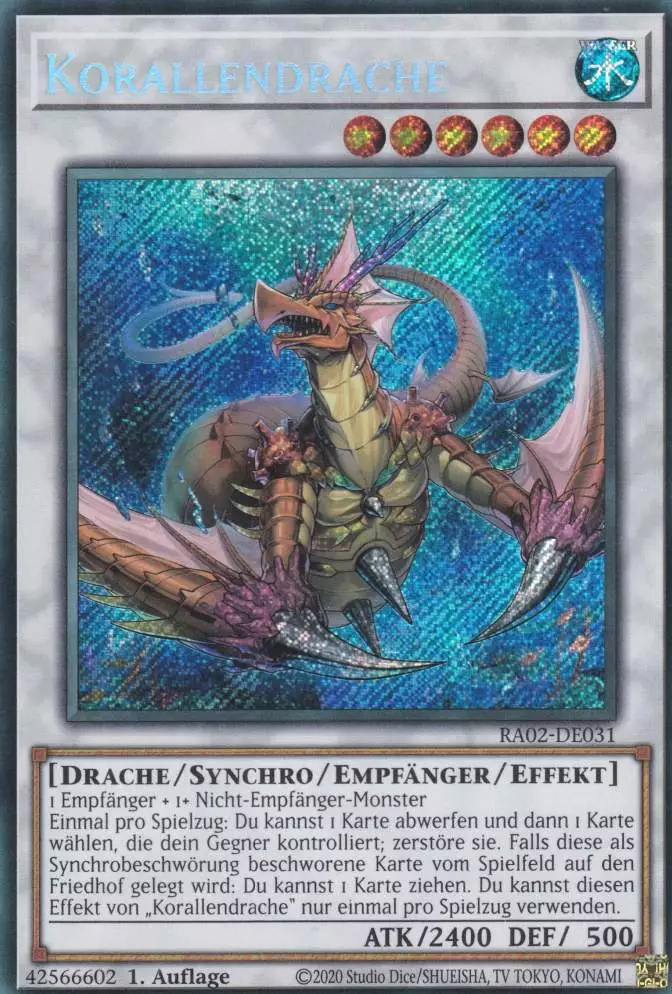 Korallendrache RA02-DE031 ist in Secret Rare Yu-Gi-Oh Karte aus 25th Anniversary Rarity Collection 2 1.Auflage