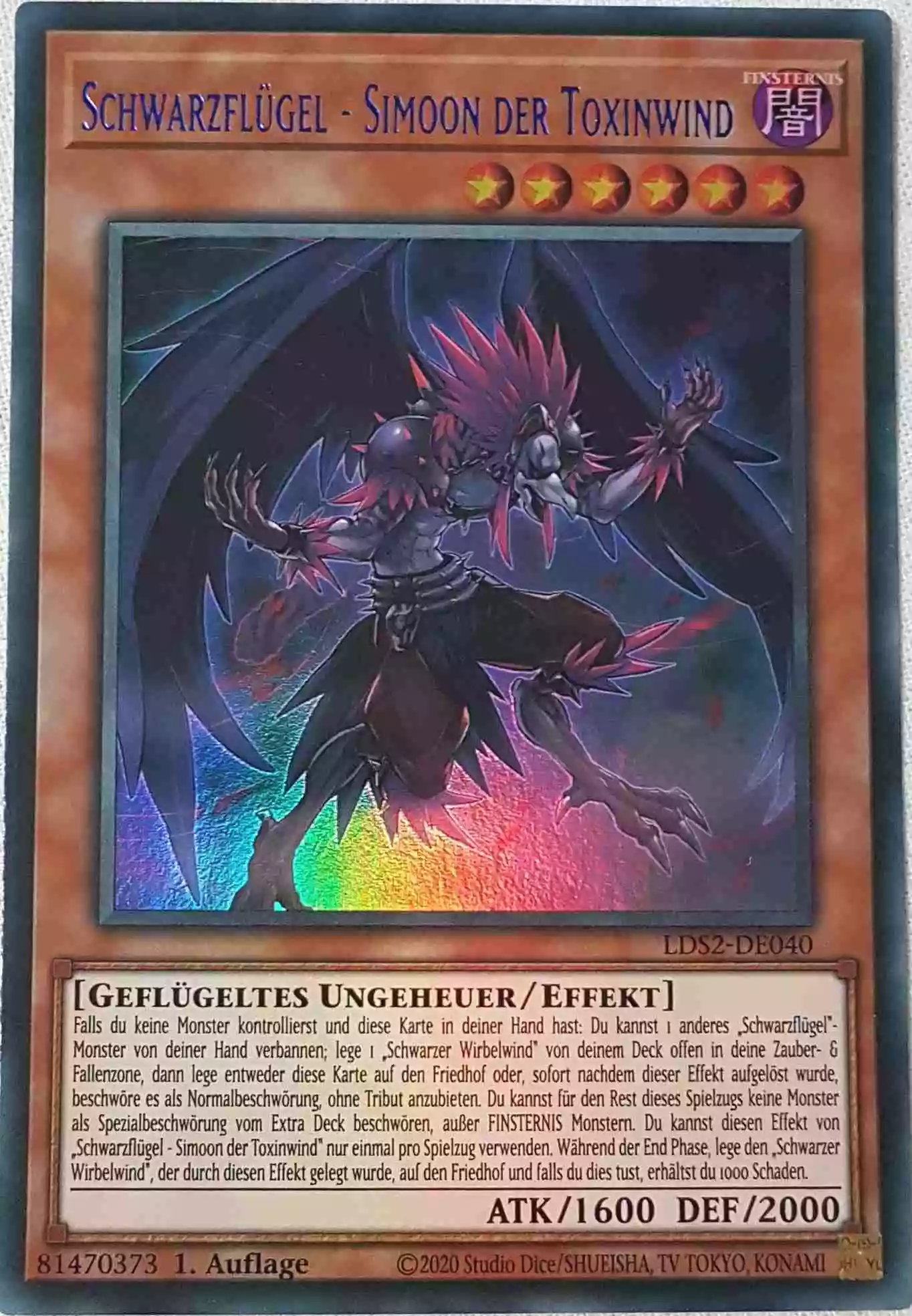 Schwarzflügel - Simoon der Toxinwind (blau) LDS2-DE040 ist in Colorful Ultra Rare Yu-Gi-Oh Karte aus Legendary Duelists: Season 2 1.Auflage