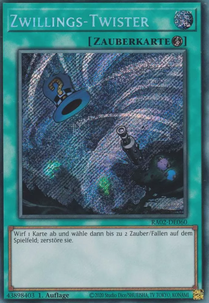 Zwillings-Twister RA02-DE060 ist in Secret Rare Yu-Gi-Oh Karte aus 25th Anniversary Rarity Collection 2 1.Auflage