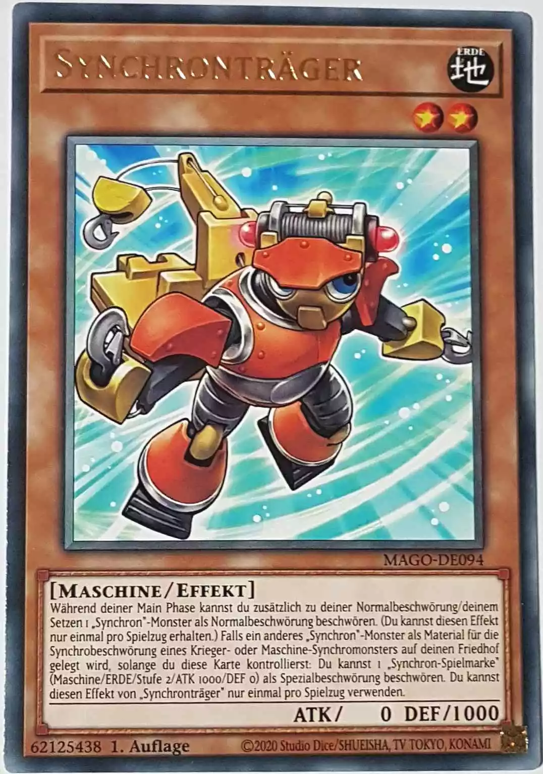 Synchronträger MAGO-DE094 ist in Gold Rare Yu-Gi-Oh Karte aus Maximum Gold 1. Auflage