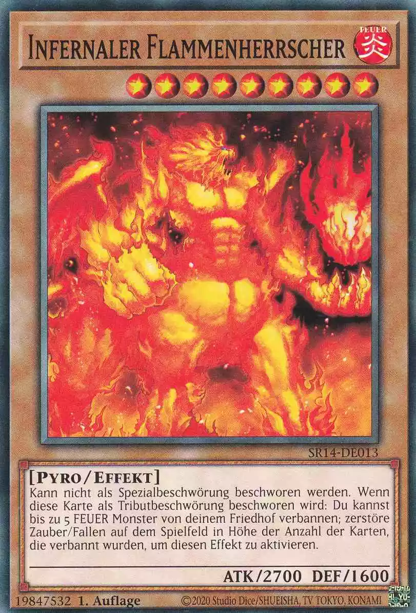 Infernaler Flammenherrscher SR14-DE013 ist in Common Yu-Gi-Oh Karte aus Fire Kings 1.Auflage