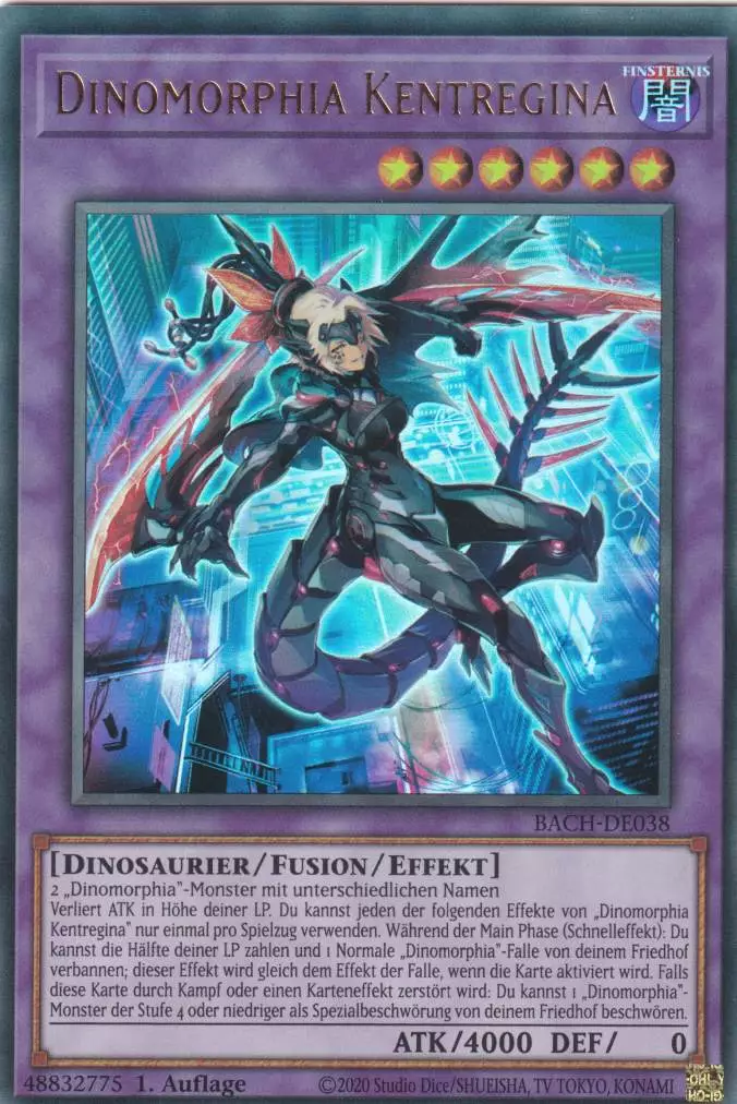 Dinomorphia Kentregina BACH-DE038 ist in Ultra Rare Yu-Gi-Oh Karte aus Battle of Chaos 1.Auflage