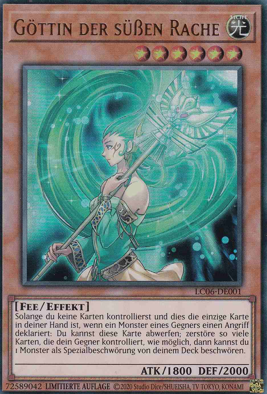 Göttin der süßen Rache Ultra Rare LC06-DE001 Yugioh Karte Göttin der süßen Rache LC06-DE001 ist in Ultra Rare Yu-Gi-Oh Karte aus Legendary Collection Kaiba Limitierte Auflage