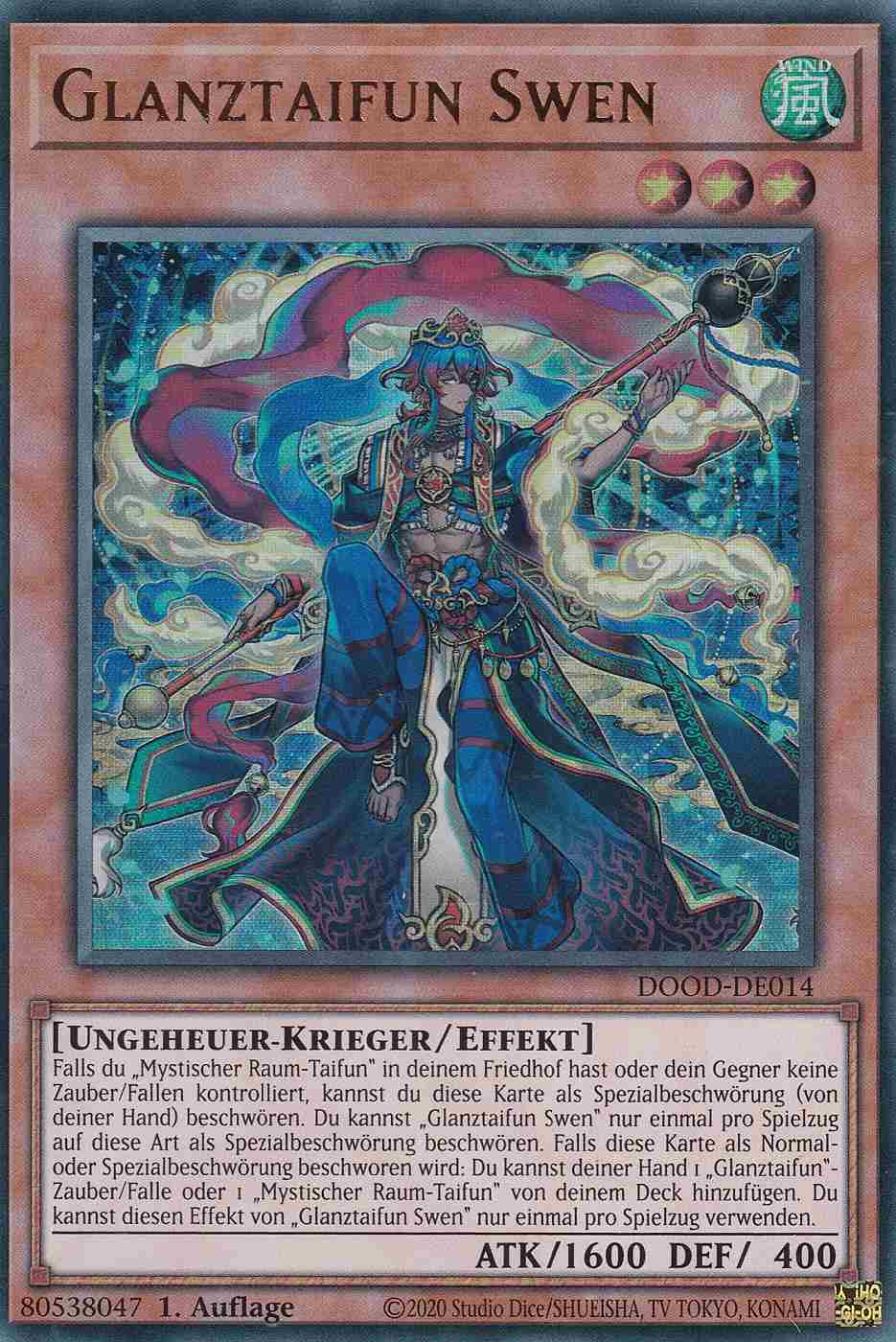 Glanztaifun Swen DOOD-DE014 ist in Ultra Rare Yu-Gi-Oh Karte aus Doom of Dimensions 1.Auflage